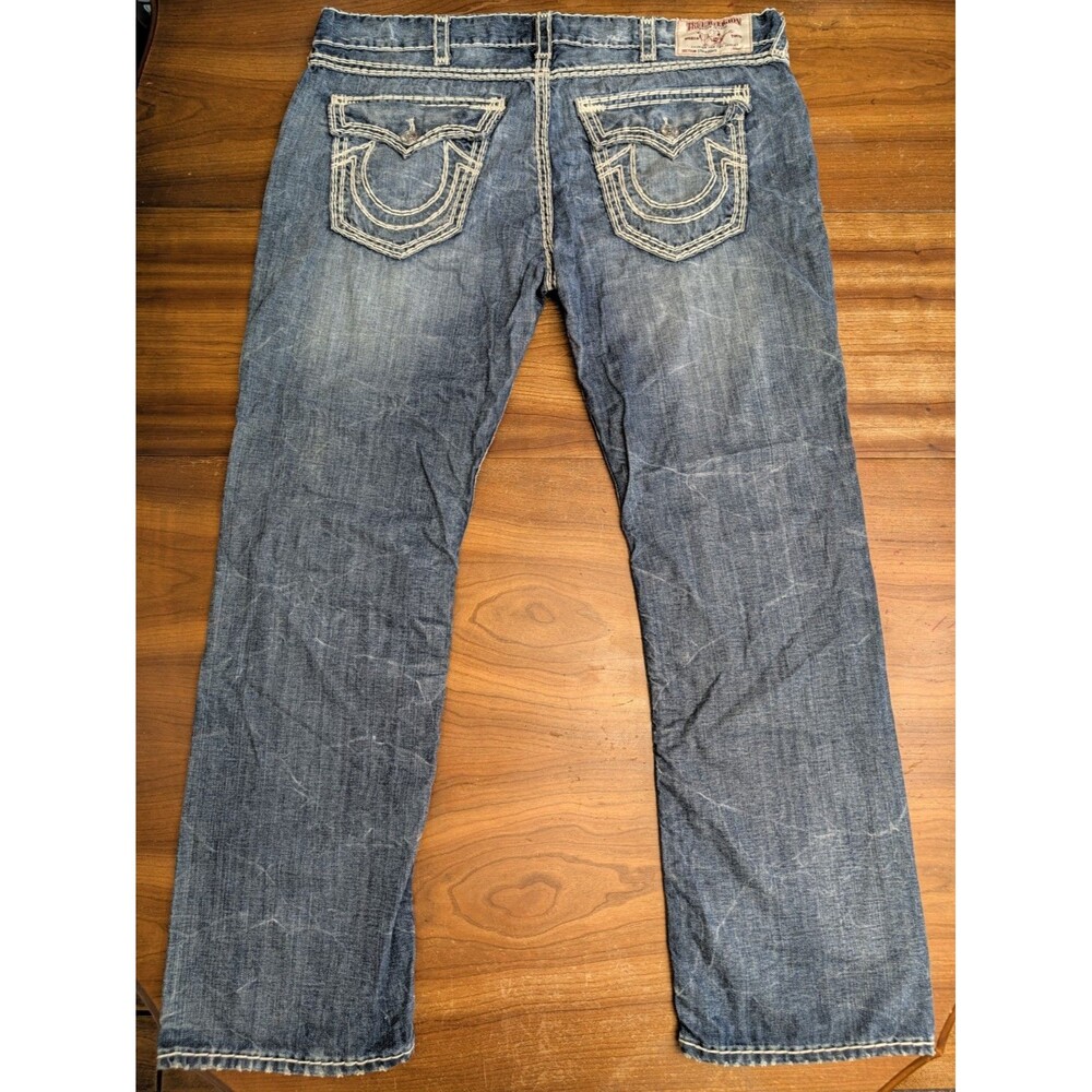 Vintage True Religion Straight Flap Natural Super QT Jeans 44 Dyed Desperado